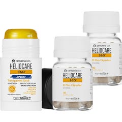 Heliocare 360º D Plus 2x30 kapsułek + PREZENT Heliocare 360º Sport Transparentny Stik Ochronny Przeciwsłoneczny SPF50+ 25 g