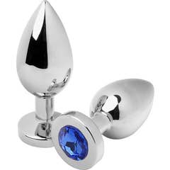 Metal Hard Anal Plug Diamond Blue Small 5.71cm 1ud