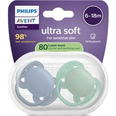 Philips Avent Ultra Soft Chupete Eco 6-18M Green Blue 2uds
