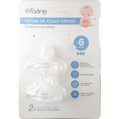 Farline Baby Fopspeen Snelle Stroom +6M 2 stuks