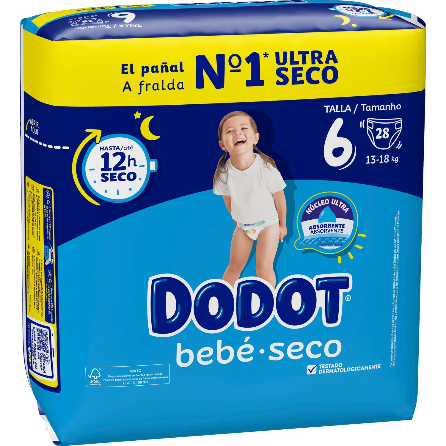 Dodot Bebe Seco Talla 6 13-18Kg 28uds