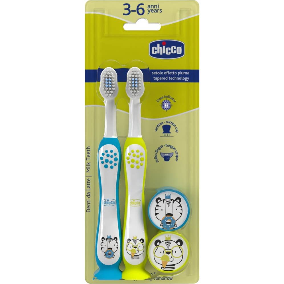 Chicco Pack Cepillo Dental 3-6 Años Azul/Verde 2uds