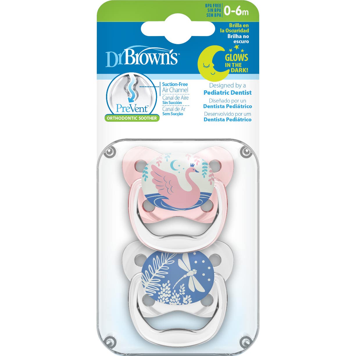 Dr Brown's Prevent Chupete Silicona Nocturno 0-6M 2uds