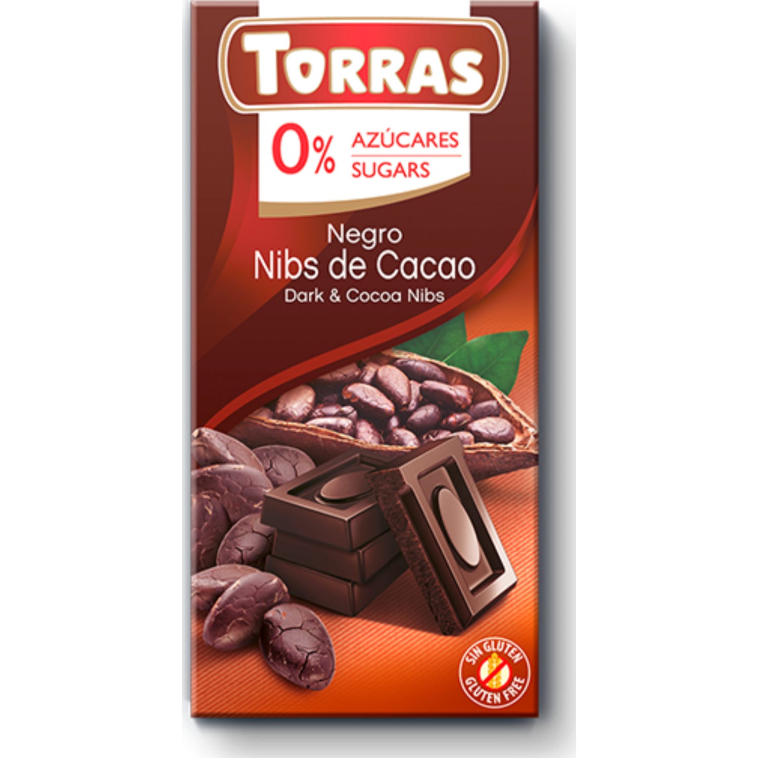 Torras Chocolate Negro Pepitas Cacao sin Azúcar 75g