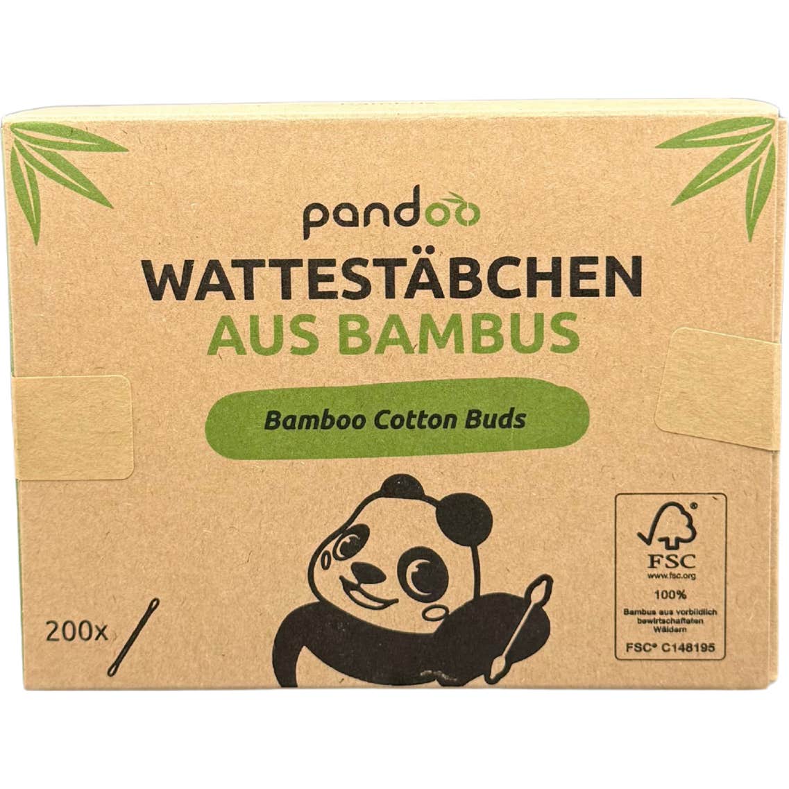 Pandoo Bastoncillos Oído Algodón y Bambú 200 uds