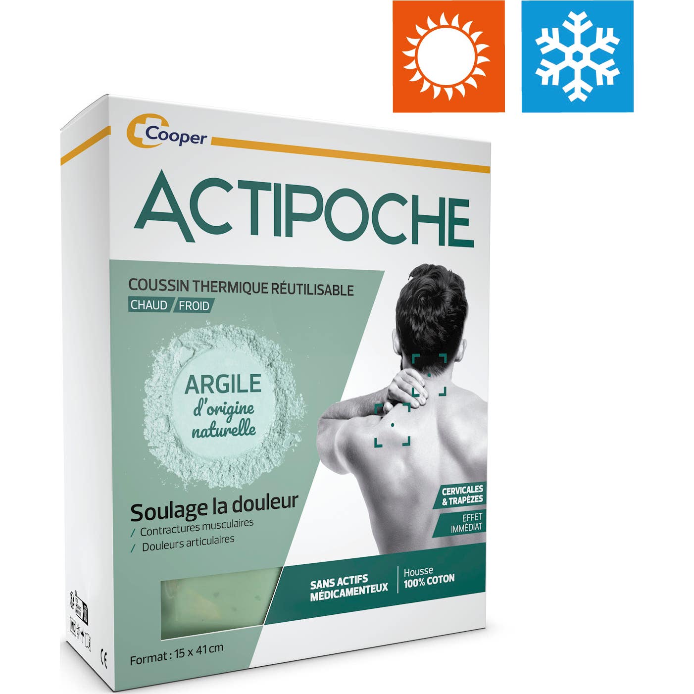 'Actipoche Coussin Thermique Cervicales & Trapèzes à l''Argile 15x41cm'