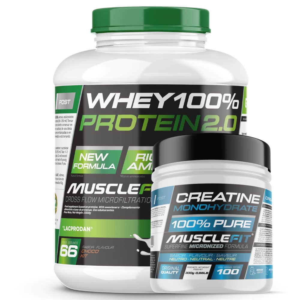 MuscleFit Pack Whey 100% Protein Vainilla Canela + Creatina 300g + Shaker