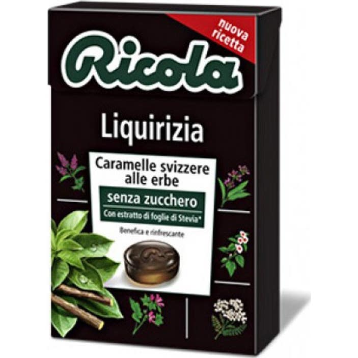 Ricola Swiss Regaliz Caramelo Hierbas sin Azúcar Bio 50g