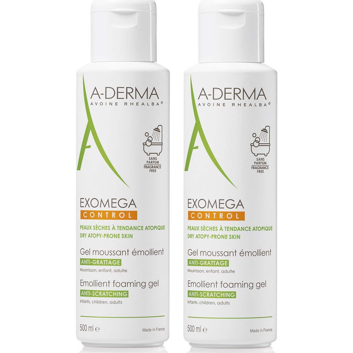 A-Derma Exomega Control Gel Moussant Emoliente 2x500ml
