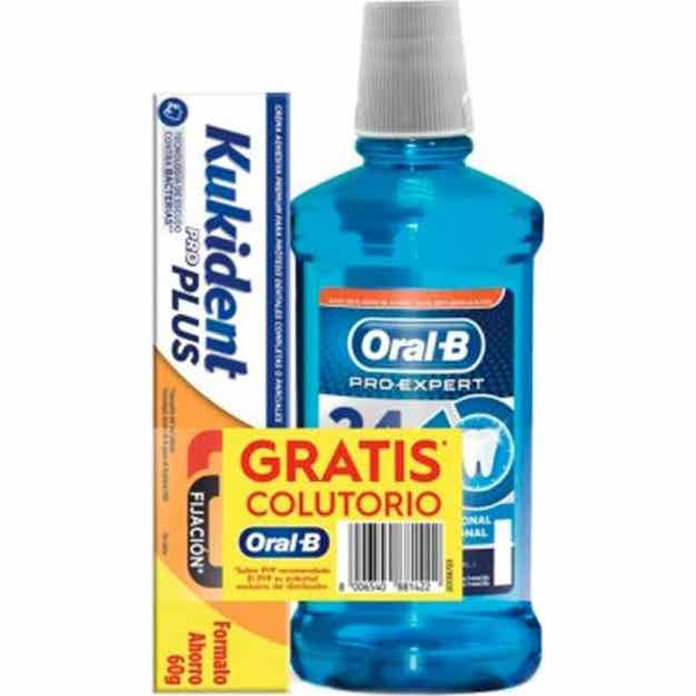 Kukident Pro Plus Doble Acción + Oral-B Pro-Expert Colutorio Menta