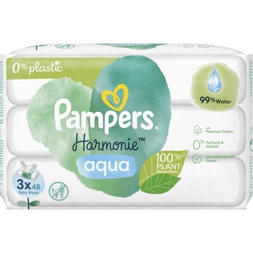 Pampers Harmonie Aqua Toallitas 0% Plástico 3x48uds