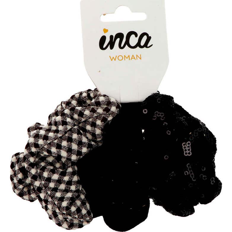 Inca Arrrguated Ponytail Holders Different Textures 3uds