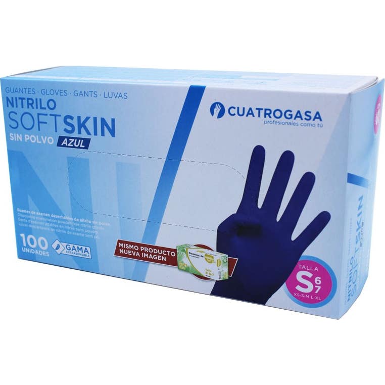 Cuatrogasa guante Nitrilo Softskin Sin Polvo Azul S 100 uds