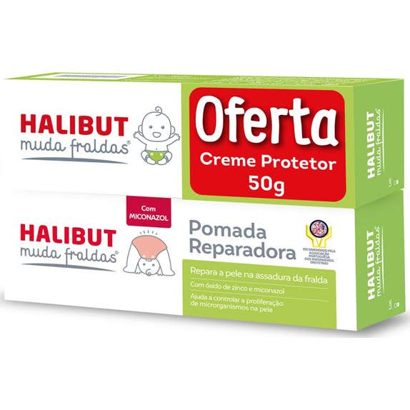Halibut Muda Fraldas Pomada Reparadora 50g + Crema Protectora 50g