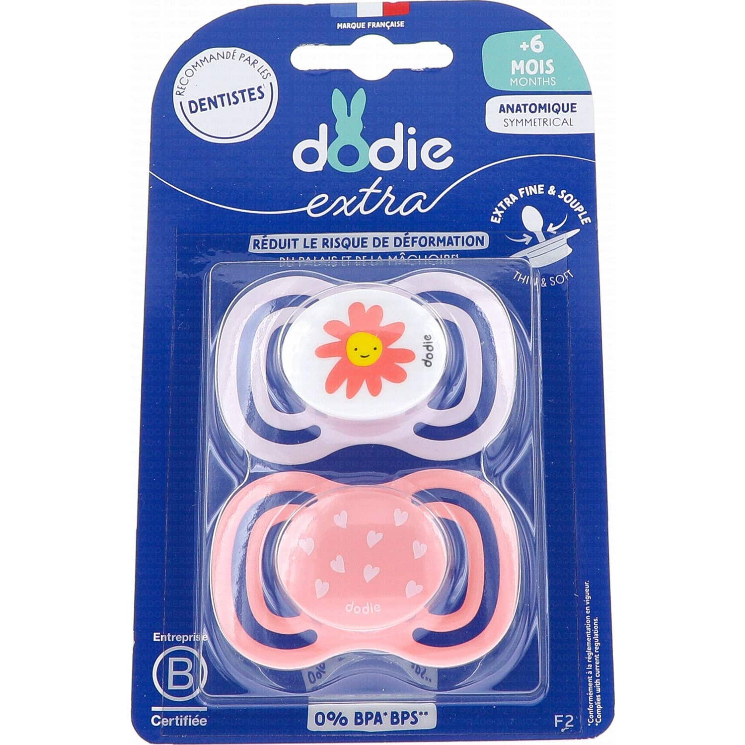 Dodie Extra Chupete Anatómico +6M F2 Natural Rosa 2 uds