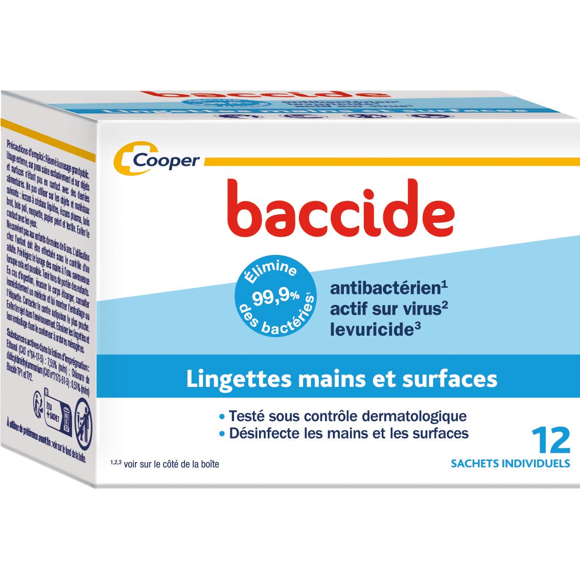 Baccide Toallitas Desinfectantes Manos y Superfícies 12 sobres individuales