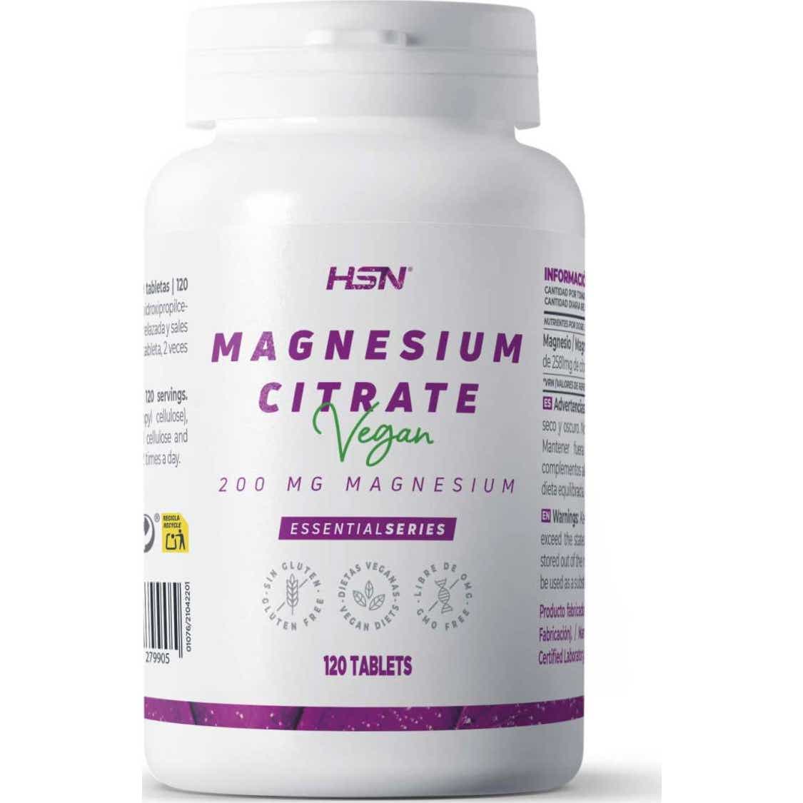 HSN Citrato de Magnesio 200mg Magnesio 120comp