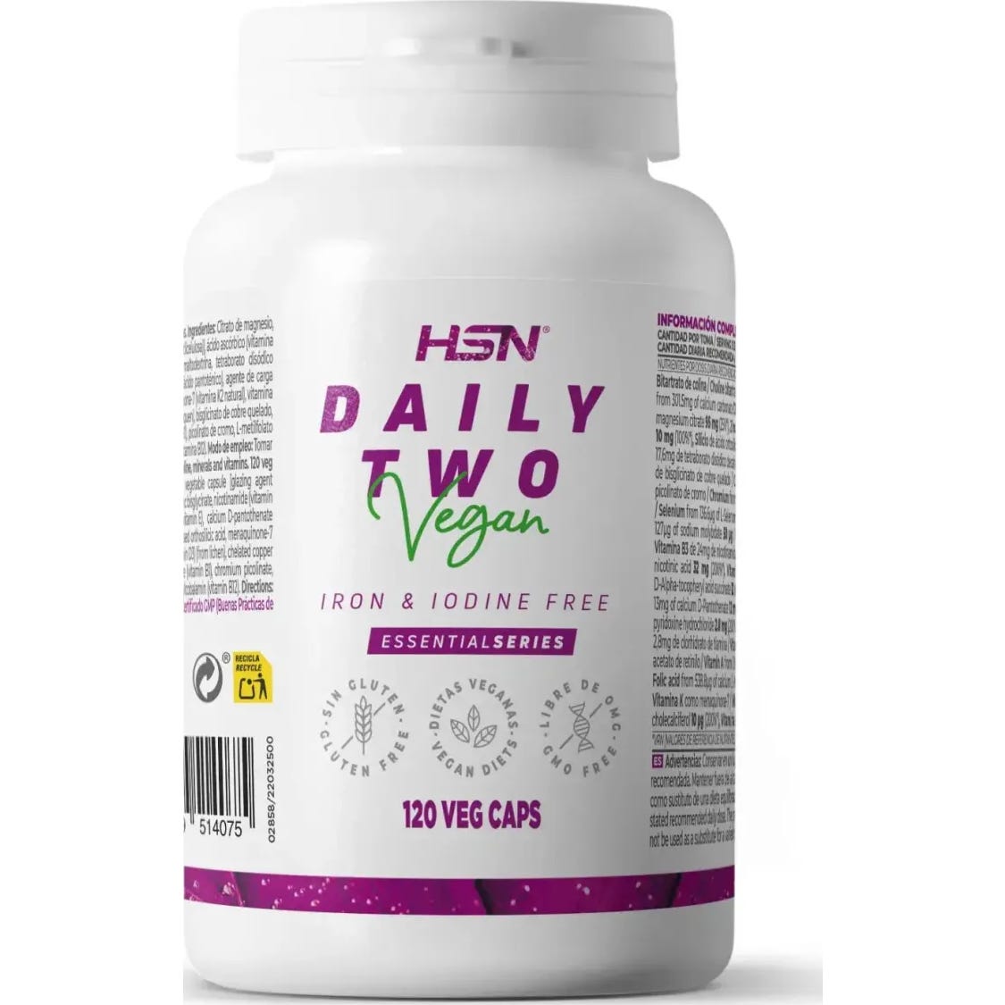 HSN Daily Two Multivitamínico Sin Hierro Ni Yodo 120vcaps