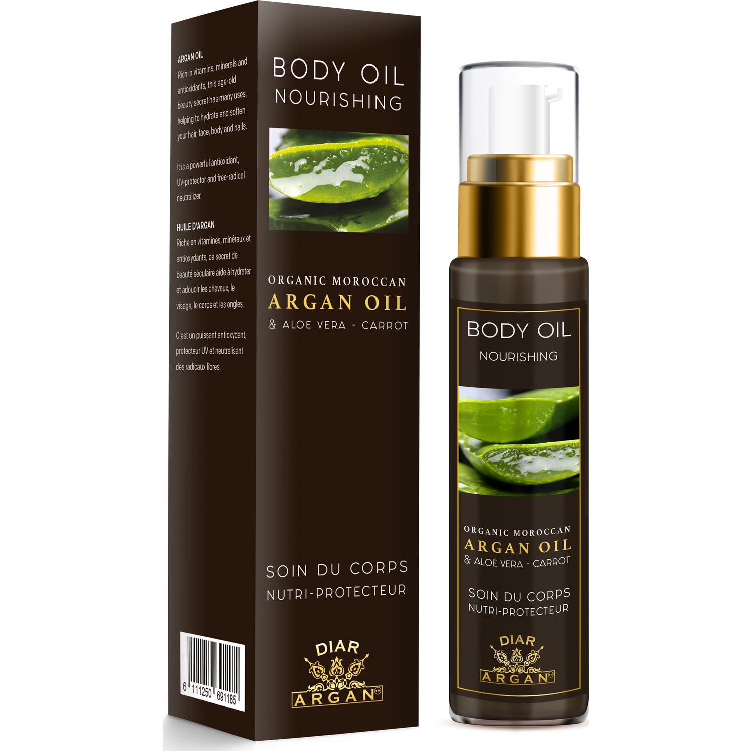 Diar Argán Aceite Corporal Nutritivo Argán Puro con Aloe Vera y Zanahoria 50ml