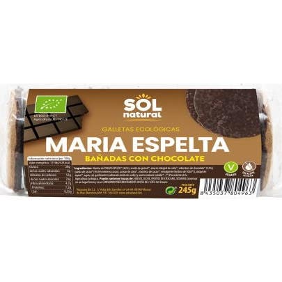 Solnatural Galletas Maria Espelta Bañada con Chocolate Bio 245g