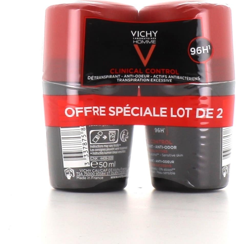 Vichy Homme Desodorante Clinical Control 96h Roll-on 2x50ml