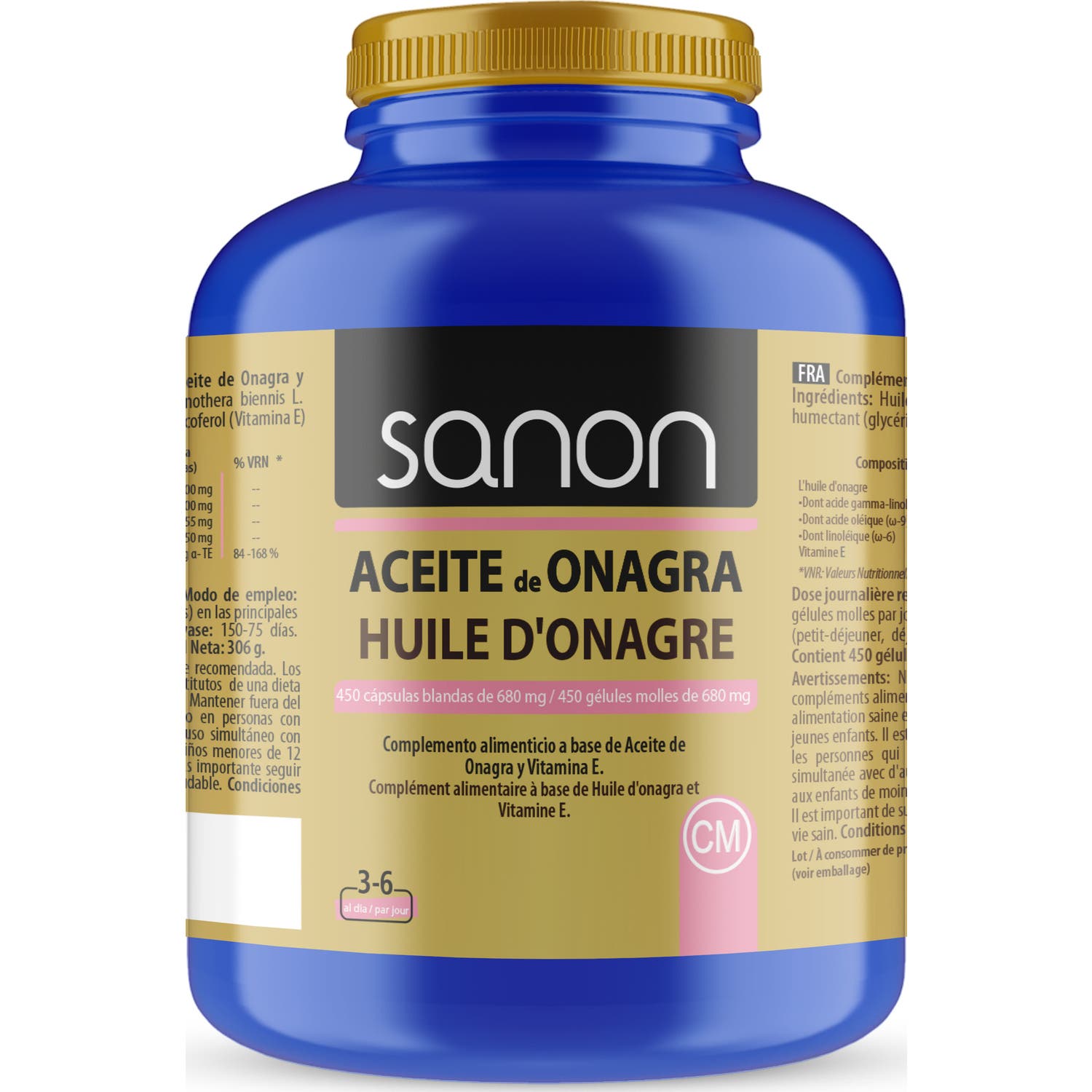 Sanon Aceite de Onagra 450 cápsulas blandas