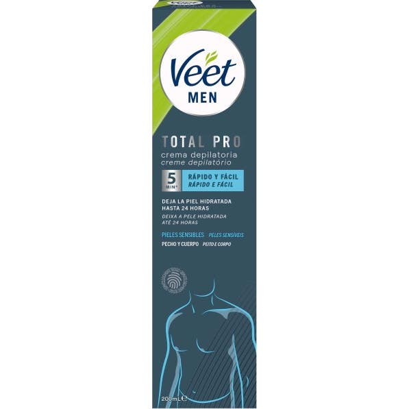 Veet Men Total Pro Crema Depilatoria Piel Sensible 200 ml