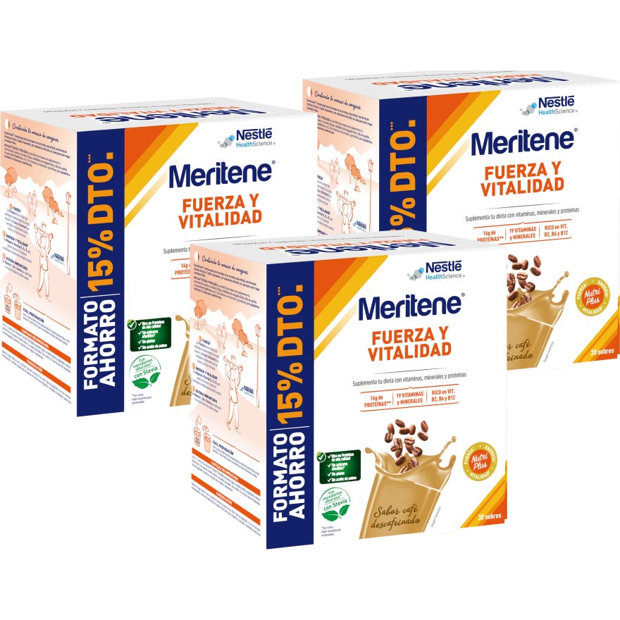 Meritene Fuerza y Vitalidad Café Descafeinado 3x30 Sobres