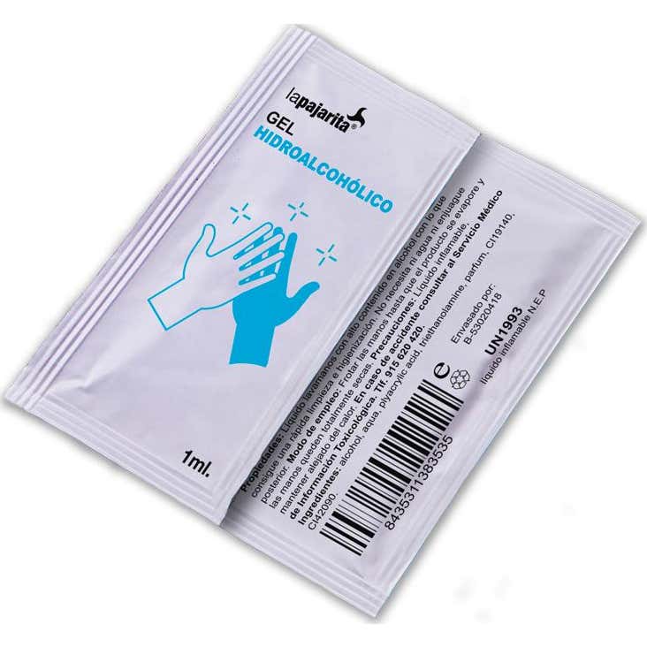 La Pajarita Gel de manos Hidroalcóholico Sanitizante 10 Sobres de 1 ml