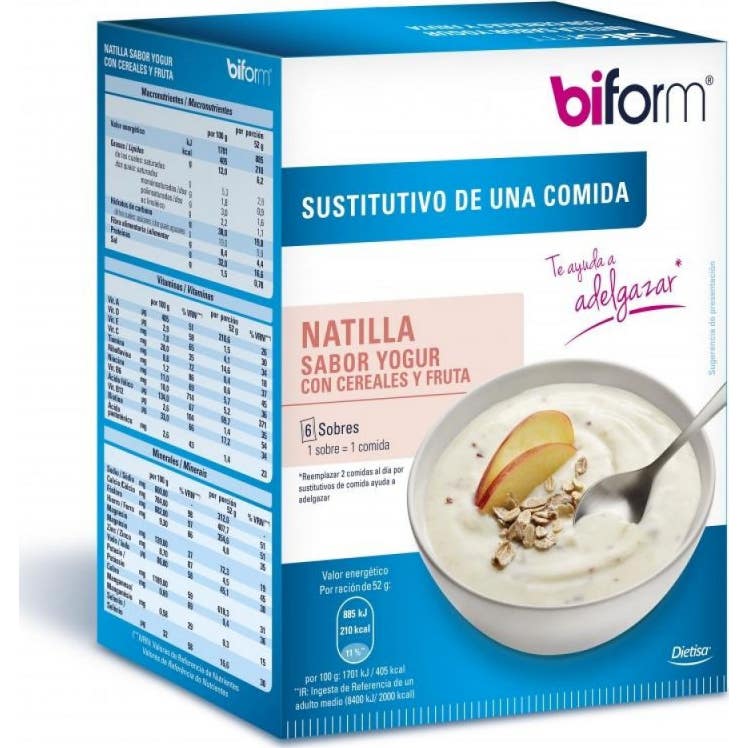 Biform natillas yogur de cereales y fruta 6 sobresx50g