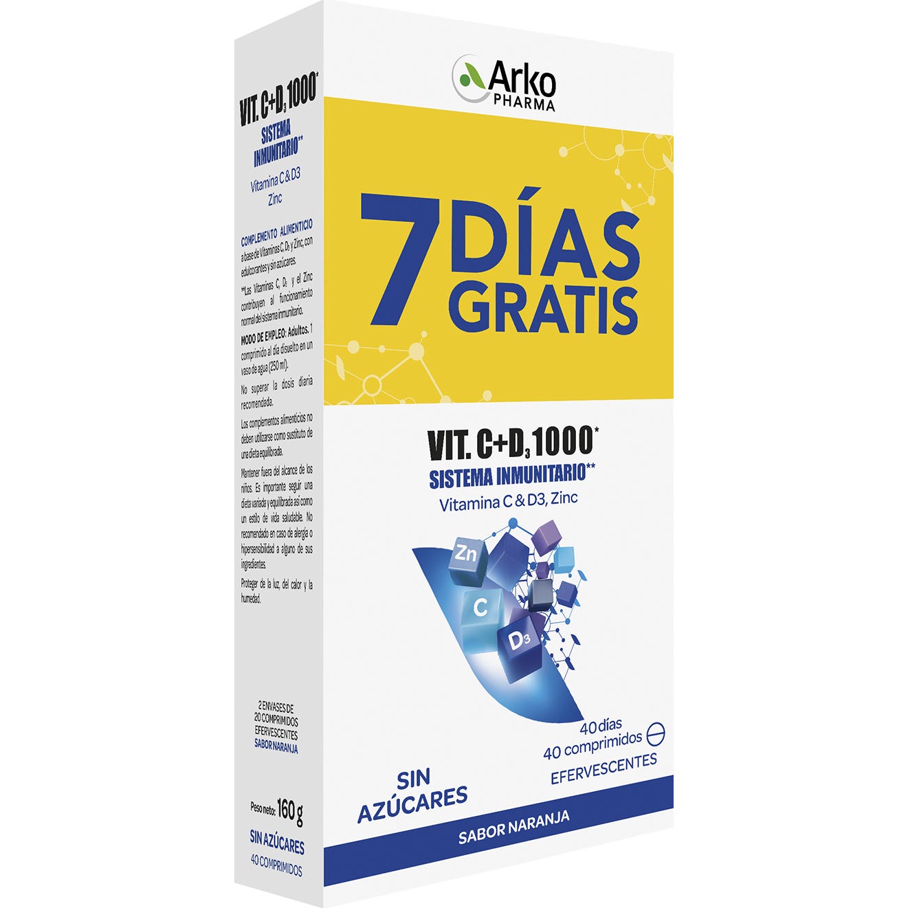 Arkopharma Vitamina C + D3 1000mg + Zinc Efervescente 2x20comp