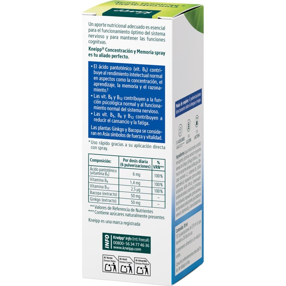 Kneipp Concentración + Memoria Spray 30ml Kneipp Concentración + Memoria Spray 30ml