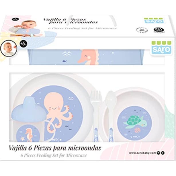 Saro Baby Ocean Life Kit Cubiertos de Microondas