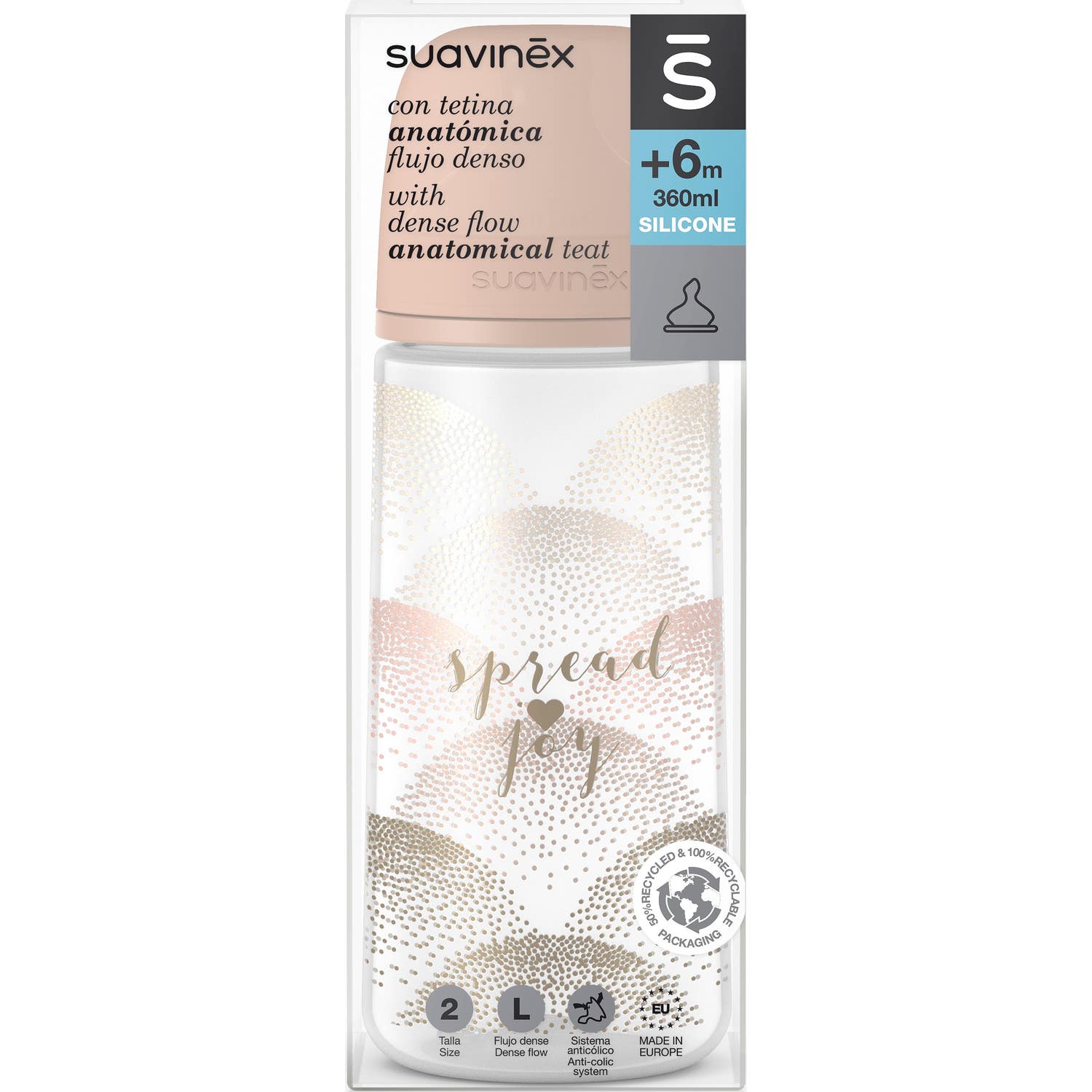 Suavinex Biberón The New Classic Anatómico Silicona T2L Denso +6m 360ml 1ud