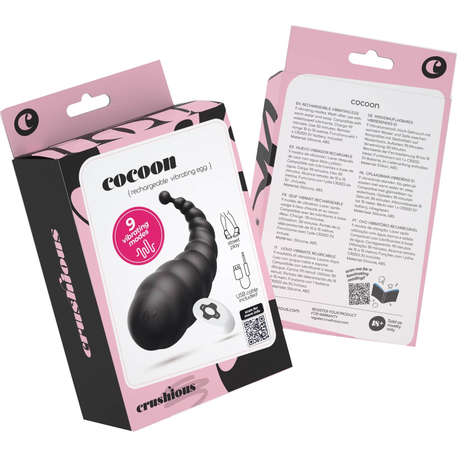 Crushious Cocoon Huevo Vibrador Recargable Negro 1ud