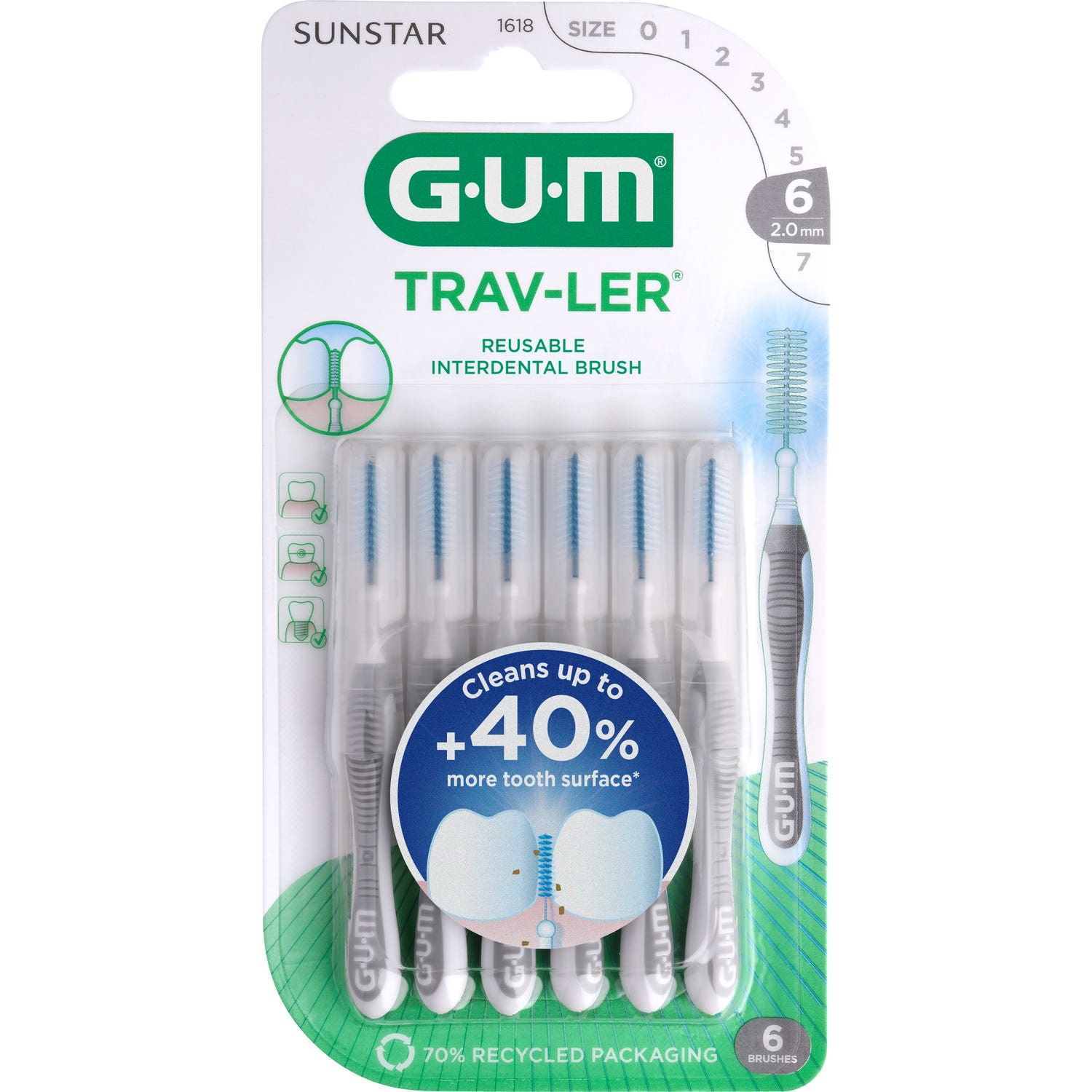 GUM Trav-Ler Cepillo Interdental 2.0mm 4uds