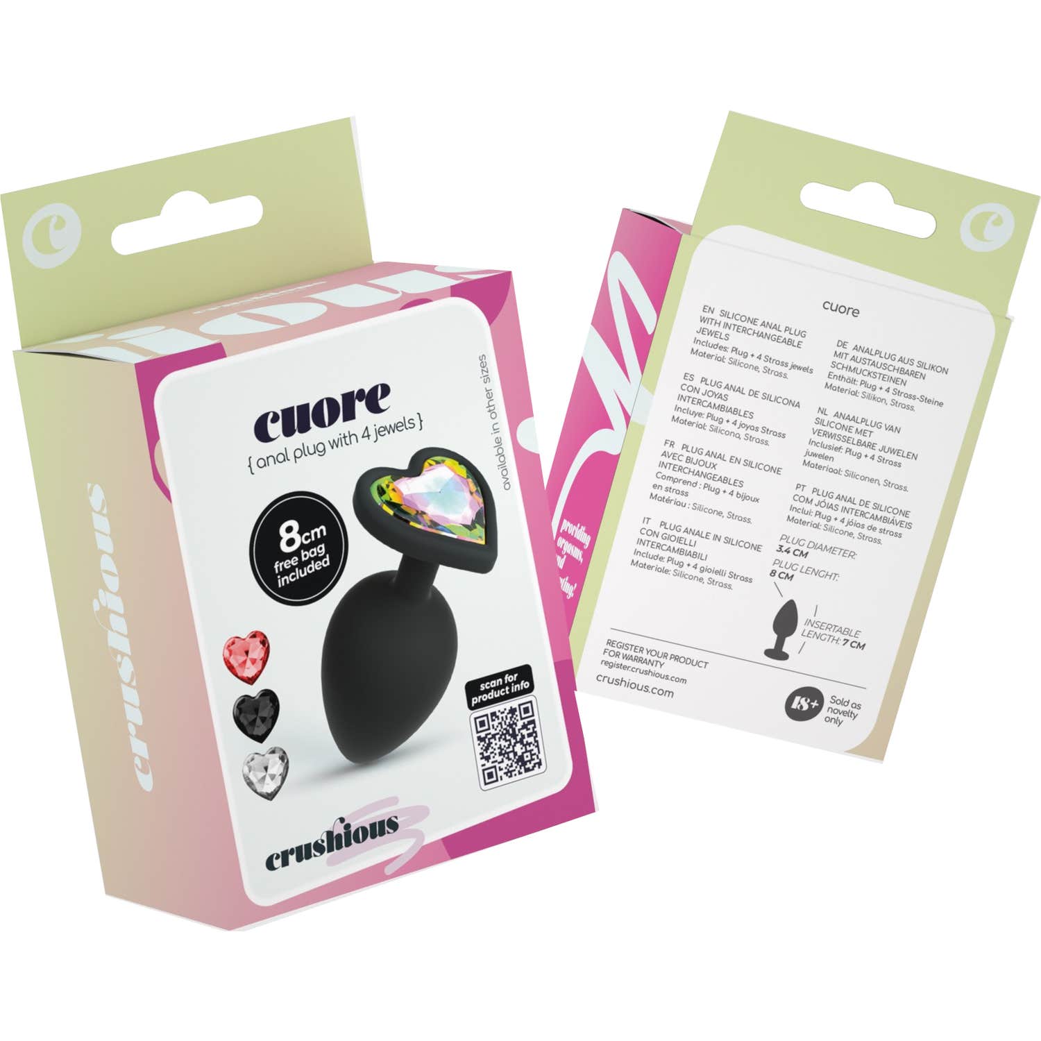 Crushious Cuore Plug Anal Mediano 4 Joyas Intercambiables 1ud