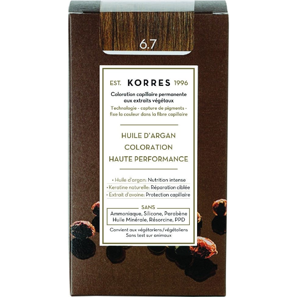 'Korres Huile d''Argan Coloration 6.7 Blond Foncé Marron 50 ml'