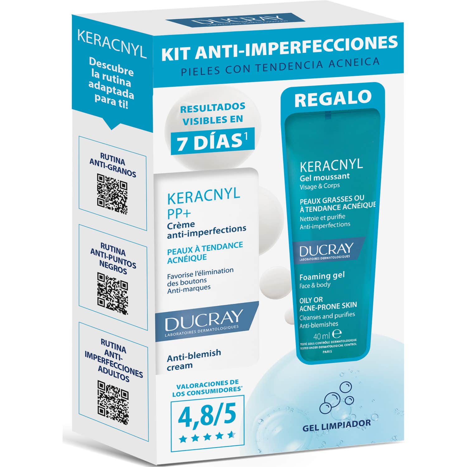 Ducray Kit Anti-imperfecciones Keracnyl PP+ 30ml + Gel Limpiador 40ml