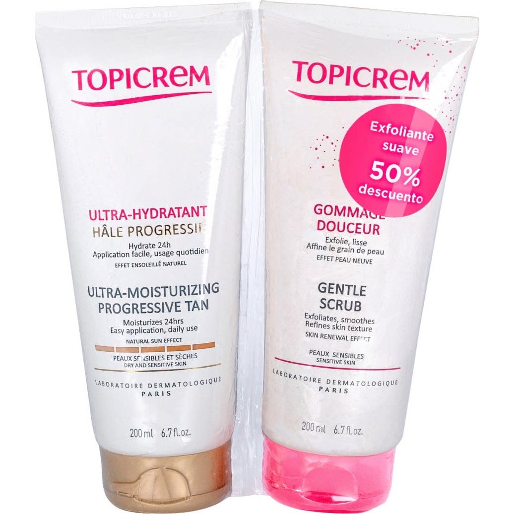 Topicrem Ultra-Hidratante Bronceado Progresivo 200ml + Exfoliante 200ml