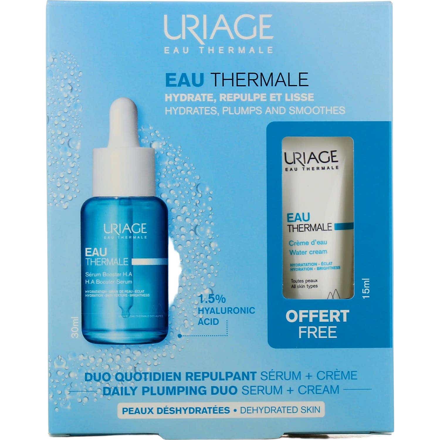 Uriage Pack Eau Thermale Sérum Booster H.A 30 ml + Crema de Agua 15 ml