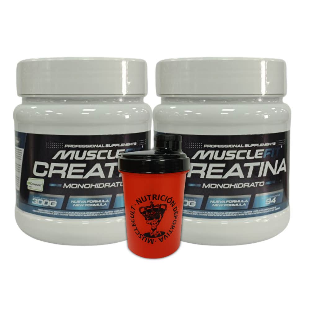 MuscleFit Pack Creapure Creatina Monohidrato Micronizada 2x300g + Shaker