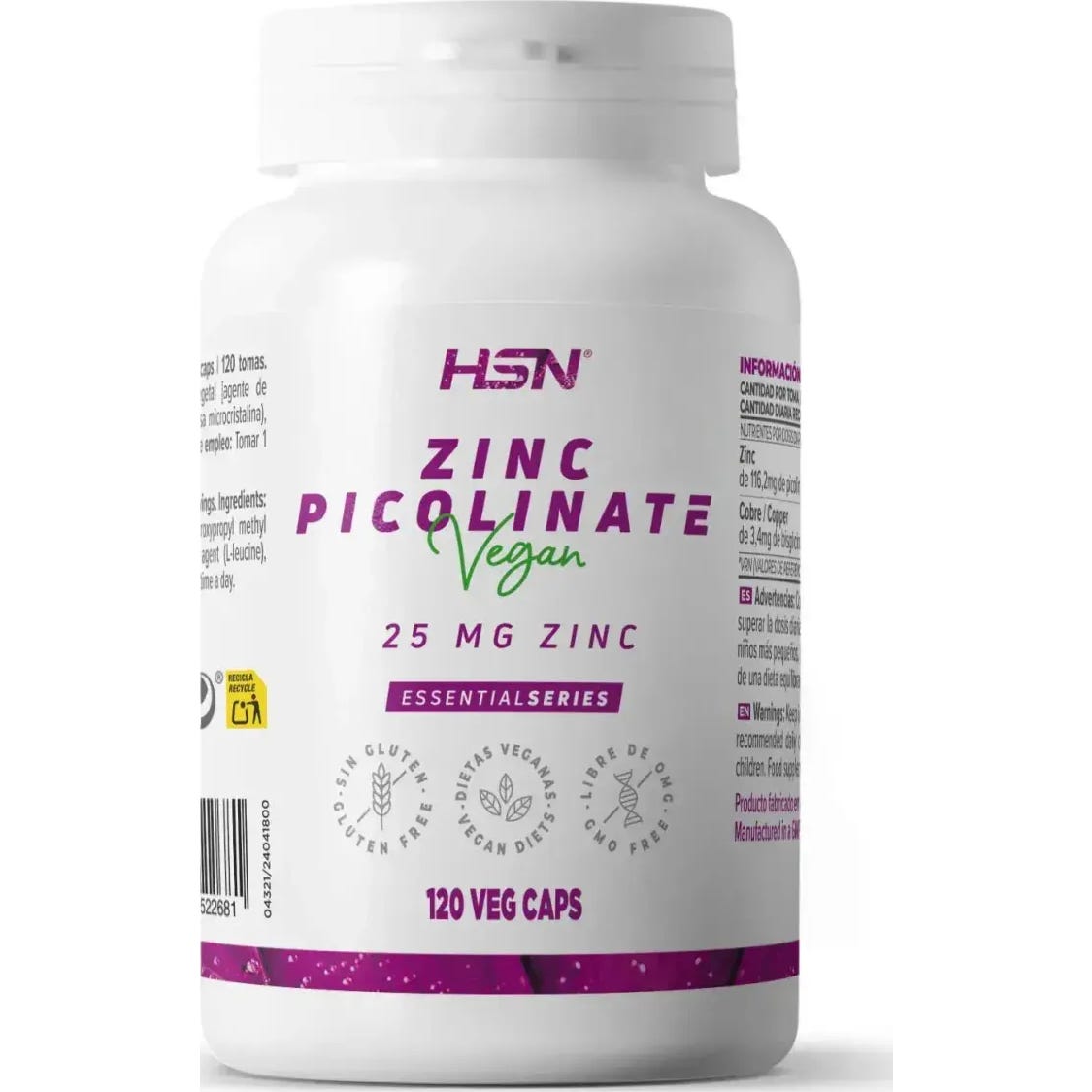 HSN Picolinato de Zinc 25mg Zinc 120vcaps