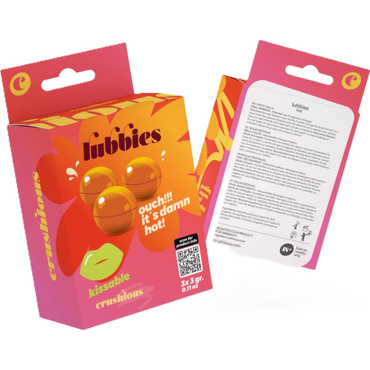 Crushious Set Bolas Lubricantes Efecto Calor 2x3g