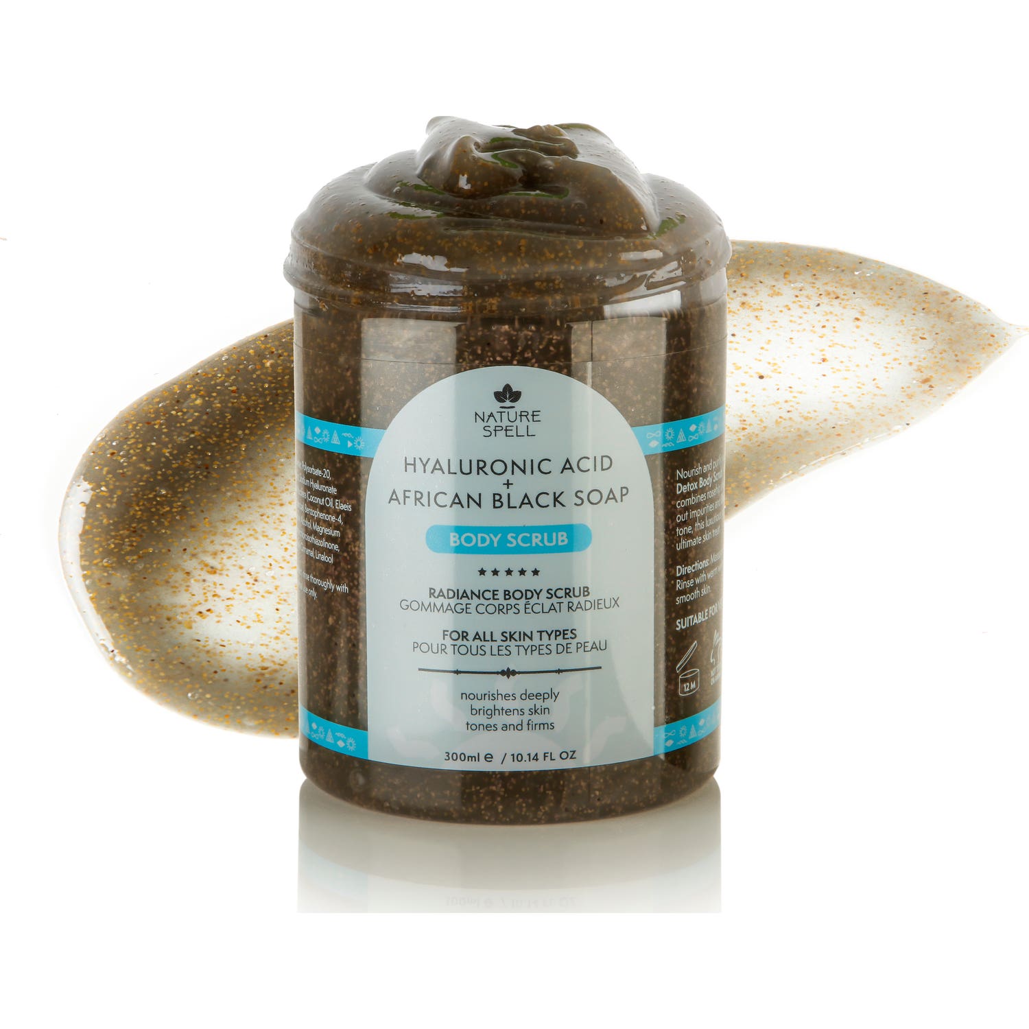 Nature Spell Exfoliante Corporal Ácido Hialurónico Jabón Negro Africano Carbón 300ml