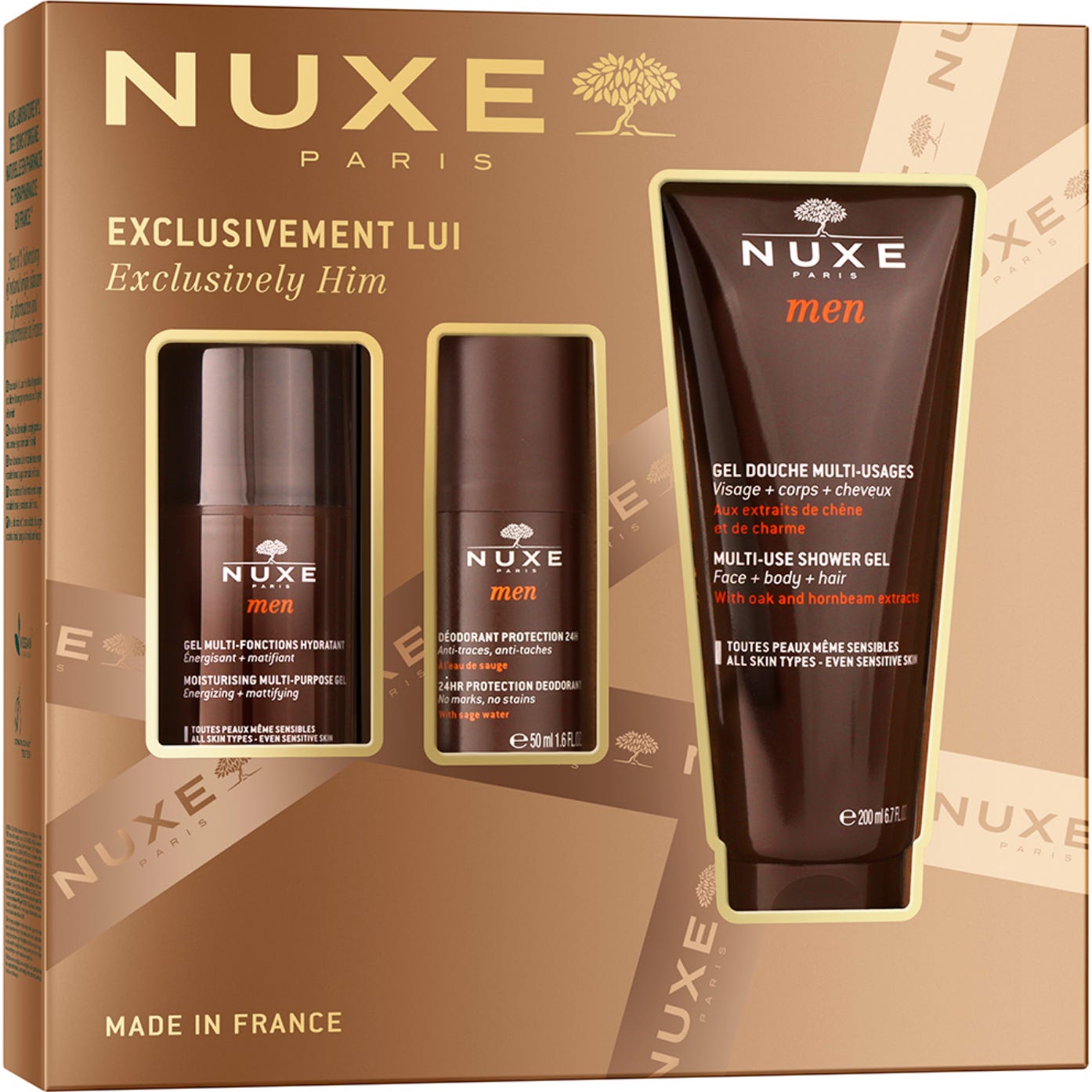 Nuxe Cofre Exclusivo Hombres Gel Hidratante + Desodorante + Gel De Ducha