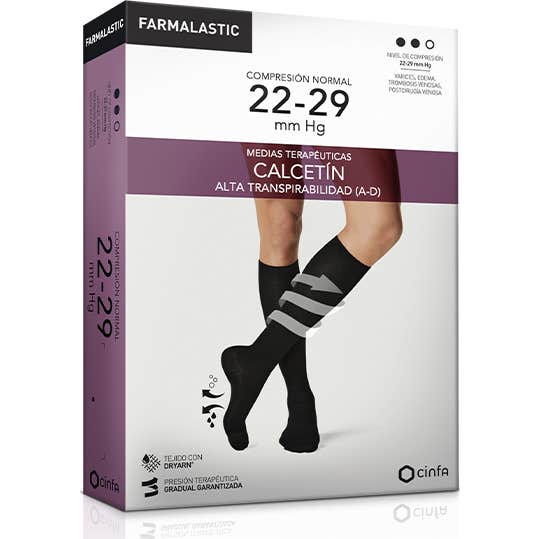 Farmalastic calcetín antibacteriano comp. normal T-mediana negro 1 par