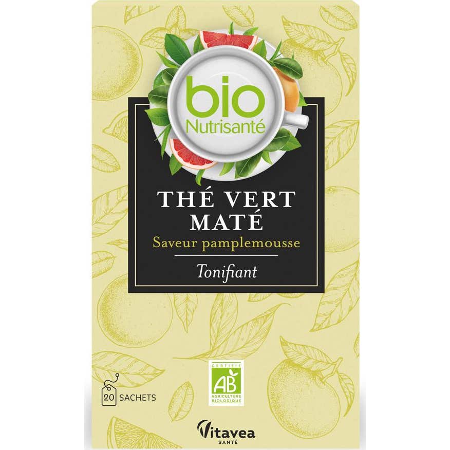 Nutrisanté Té Verde Mate Vigorizante Pomelo Bio 20 Sobres