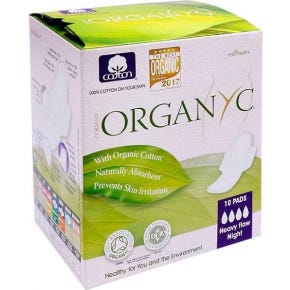 Organyc Compresas de noche Alas 10 uds