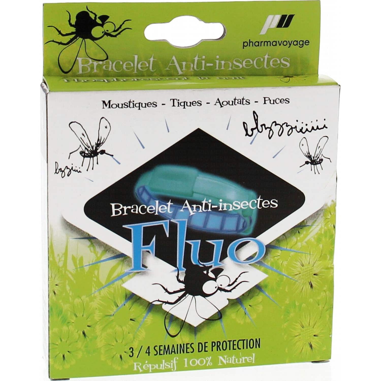 Pharmavoyage Bracelet Anti-Moustique Répulsif 100% Naturel Et Biodégradable Au Géraniol 1ud